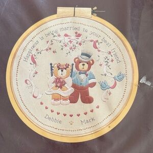 Vintage Wedding Bears Embroidery Hoop Art